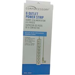 6-Outlet Power Strips, 6, 15 ft Cord, 104 J Surge Energy, 15 A Current, 125 V AC Voltage, Strip, Light Gray