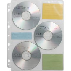 CD/DVD Ring Binder Storage Pages, 6 x CD/DVD Capacity, 9 x Holes, Ring Binder, Clear, Polypropylene, 25 / Pack
