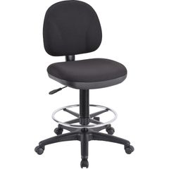 Millenia Series Adjustable Task Stool with Back, Black Seat, Black, 1 Each