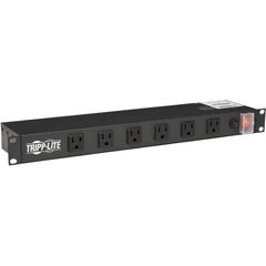 1U Rack-Mount Power Strip, 120V, 15A, 5-15P, 12 Right-Angle 5-15R Outlets (6 Front-Facing, 6 Rear-Facing), 15 ft. (4.57 m) Cord, NEMA 5-15P, 12 NEMA 5-15R