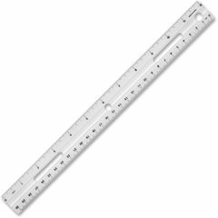 12" Ruler, 12" Length 1.3" Width, 1/16 Graduations, Metric, Imperial Measuring System, Plastic, 1 Each, White
