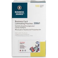 5 mil Business Card Laminating Pouches, Laminating Pouch/Sheet Size: 2.25" Width x 3.75" Length x 5 mil Thickness, for Business Card, Pre-trimmed, Moisture Resistant, Fade Resistant, Clear, 100 / Box