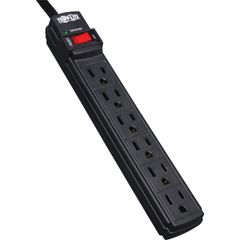 Protect It! 6-Outlet Surge Protector, 6 ft. Cord, 360 Joules, Diagnostic LED, Black Housing, 6 x NEMA 5-15R, 1875 VA, 360 J, 125 V AC Input, 125 V AC Output