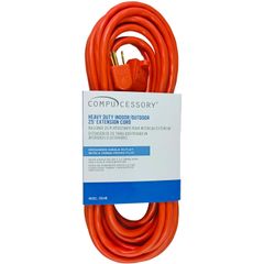 Heavy-duty Indoor/Outdoor Extension Cord, 16 Gauge, 125 V AC / 13 A, Orange, 25 ft Cord Length, 1
