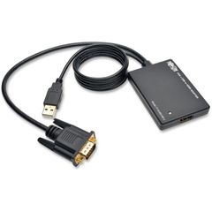 VGA to HDMI Active Adapter Cable with Audio and USB Power (M/F), 1080p, 6 in. (15.2 cm), Functions: Signal Conversion, 1920 x 1080, VGA, USB, 1 Pack, External