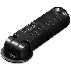 4-outlet Desktop USB Charger Power Strip Grommet, 3-prong, 4 x AC Power, USB, 8 ft Cord, 15 A Current, 125 V AC Voltage, Desk Mountable