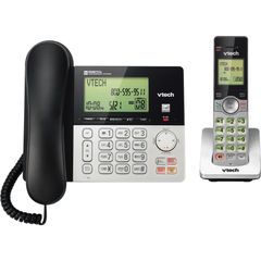 CS6949 DECT 6.0 Standard Phone - Black, Silver, Cordless, Corded, 1 x Phone Line, Speakerphone, Answering Machine, Hearing Aid Compatible