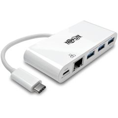 3-Port USB 3.2 Gen 1 Hub with LAN Port and Power Delivery USB-C to 3x USB-A Ports and Gigabit Ethernet White, USB 3.1 Type C, External, 4 USB Port(s), 1 Network (RJ-45) Port(s), 3 USB 3.0 Port(s)