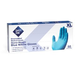12" Powder Free Blue Nitrile Gloves, X-Large Size, Blue, Comfortable, Allergen-free, Silicone-free, Latex-free, Textured, For Cleaning, Dishwashing, Medical, Food, Janitorial Use, Painting, Pet Care