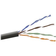 Category 6 Stranded Bulk Cable, 1000 ft Category 6 Network Cable for Network Device, First End: 1 x Bare Wire, Second End: 1 x Bare Wire, 1.2 Gbit/s, 24 AWG, Black, 1 Each