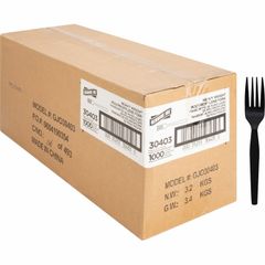Heavyweight Fork, 1 Piece(s), 1000/Carton, Fork, 1 x Fork, Disposable, Textured, Black