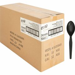 Heavyweight Spoon, 1 Piece(s), 1000/Carton, Spoon, 1 x Spoon, Disposable, Textured, Black