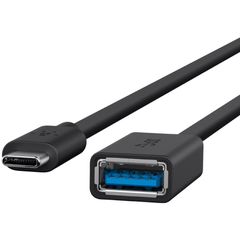 USB-C to USB-A Adapter - USB 3.0 Charger - 5 Gbps - Black, 6" USB Data Transfer Cable for Flash Drive, Keyboard, Mouse, First End: 1 x USB 3.0 Type A, Male, Second End: 1 x USB 3.0 Type C, Male
