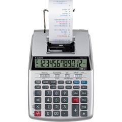 P23-DHV-3 12-digit Printing Calculator, Clock, Calendar, Decimal Point Selector Switch, Sign Change, 2.2" x 6.4" x 9.1", Silver, 1 Each