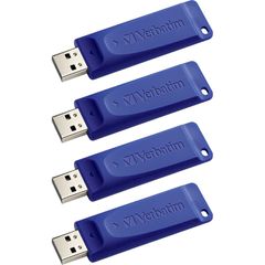 8GB USB Flash Drives, 8 GB, USB 2.0 Type A, Blue, 4 / Carton