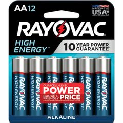 High Energy Alkaline AA Batteries, For Multipurpose, AA, 12 / Pack