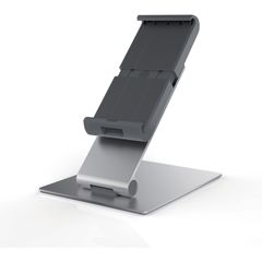 TABLET HOLDER Desk Stand, Fits most 7"-13" Tablets, 360 Degrees Rotation with Anti-Theft Device, Silver/Charcoal
