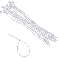 Beaded Cable Ties, Cable Tie, White, 250, 0.25" Length