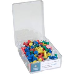 1/2" Head Push Pins, 0.50" Head, 100 / Box, Assorted