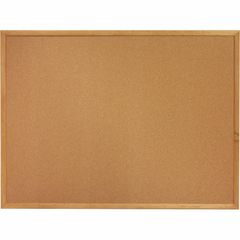 Bulletin Board, 24" Height x 36" Width, Cork Surface, Long Lasting, Warp Resistant, Brown Oak Frame, 1 Each