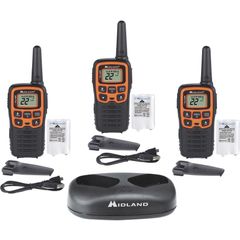X-TALKER T51X3VP3 Walkie Talkie Three Pack, 22 Radio Channels, 22 FRS, Upto 147840 ft, 38 Total Privacy Codes, Hands-free, Black, Orange, 3 Each