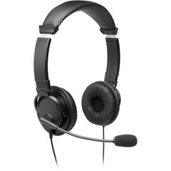 Hi-Fi Headphones with Mic, Stereo, Mini-phone (3.5mm), Wired, Over-the-head, Binaural, Circumaural, 6 ft Cable, Noise Cancelling Microphone, Noise Canceling, Black