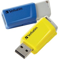 16GB Store 'n' Click USB Flash Drive, 16 GB, USB, Blue, Yellow, Lifetime Warranty, 2 / Pack