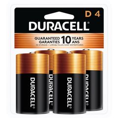 Coppertop Alkaline D Battery 4-Packs, For Multipurpose, D, 1.5 V DC, 48 / Carton