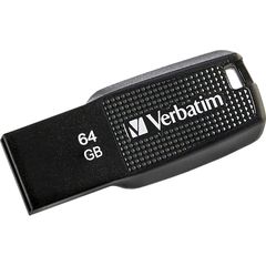 64GB Ergo USB Flash Drive - Black, The Verbatim Ergo USB drive features an ergonomic design for in-hand comfort and COB design for enhanced reliability.