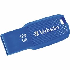 128GB Ergo USB 3.0 Flash Drive - Blue, The Verbatim Ergo USB drive features an ergonomic design for in-hand comfort and COB design for enhanced reliability.