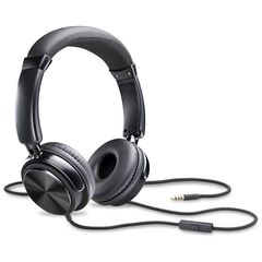 Tangle-free Headset with Mic, Stereo, Wired, Binaural, Black