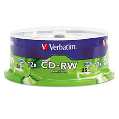 CD-RW Rewritable Disc, 700 MB/80 min, 12x, Spindle, Silver, 25/Pack