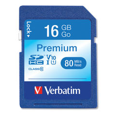 16GB Premium SDHC Memory Card, UHS-I V10 U1 Class 10, Up to 80MB/s Read Speed
