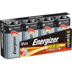 Energizer Max Alkaline 9-Volt Battery - 595 mAh - 9V - Alkaline - 9 V DC - 4 / Pack